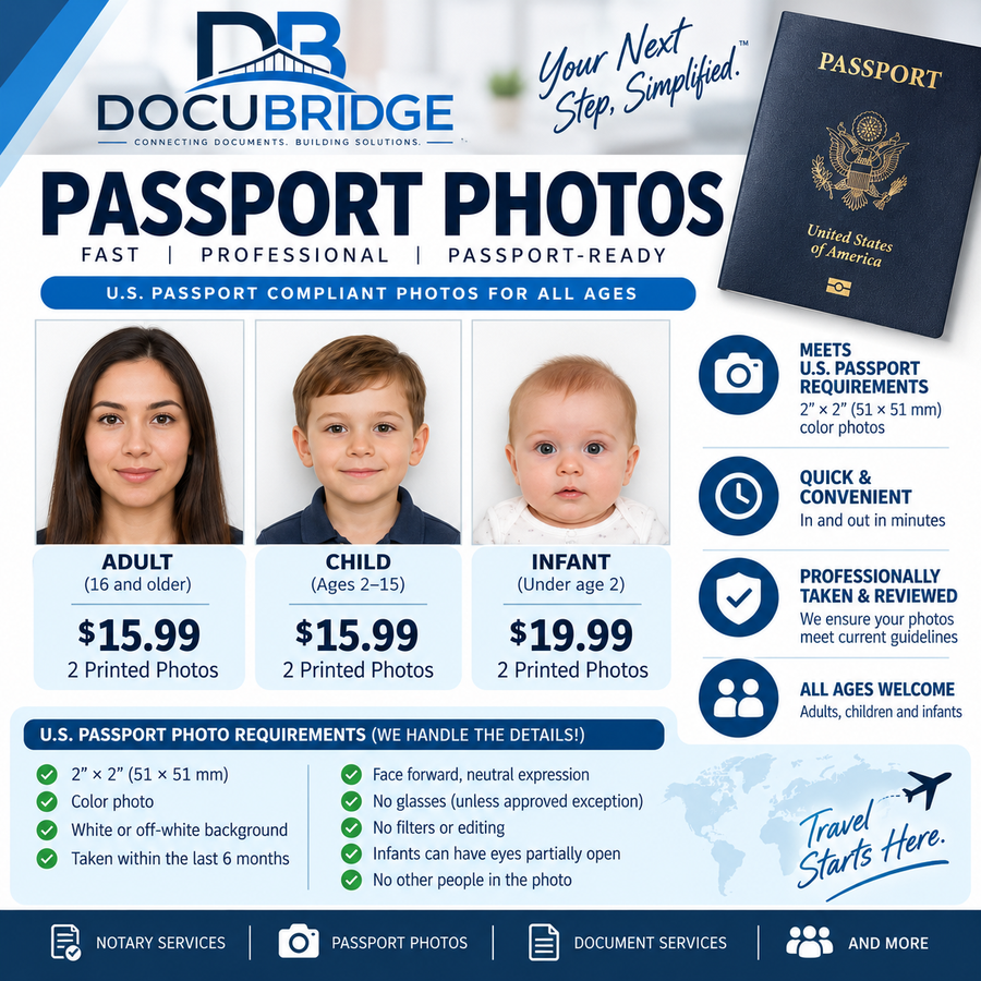 Fotos de pasaporte en Columbus, Ohio | DocuBridge