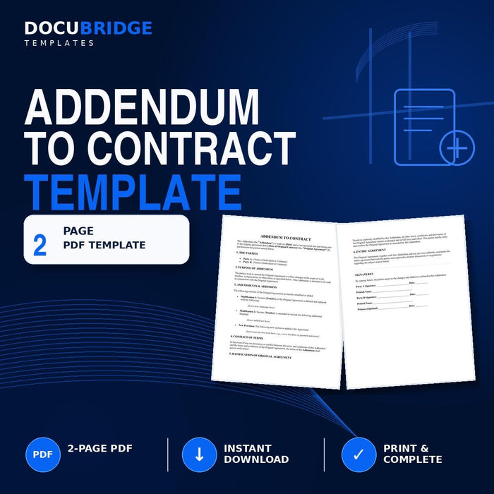 Contract Addendum Template | Editable Legal Amendment (PDF/Word Template)