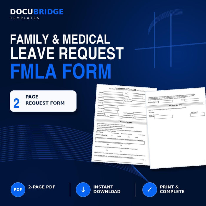 FMLA Request Form Template – Employee Family & Medical Leave Application for HR | PDF and Word