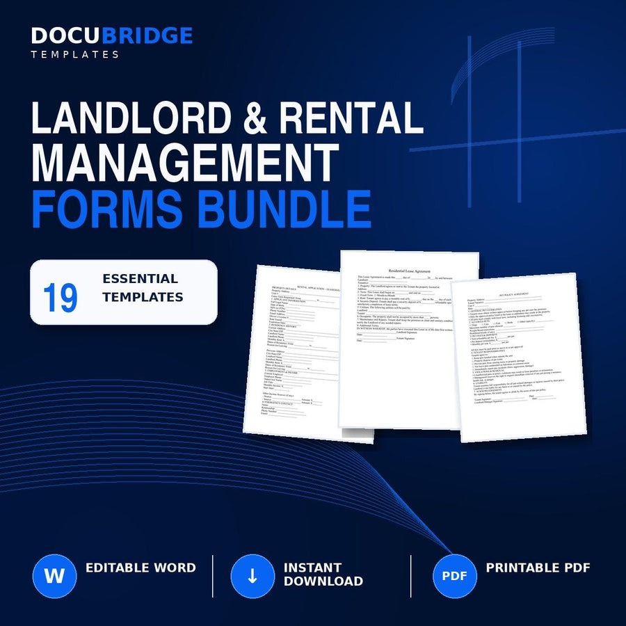 Landlord Rental Forms Bundle – 15+ Tenant Screening, Lease & Property Management Templates
