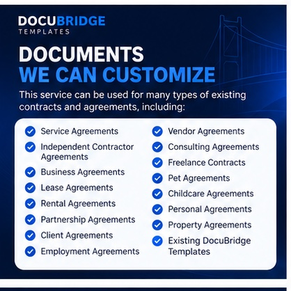 Contract & Agreement Customization Service – Professional Document Editing, Formatting, Personalized Legal Template Preparation