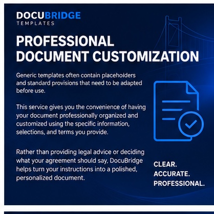 Contract & Agreement Customization Service – Professional Document Editing, Formatting, Personalized Legal Template Preparation