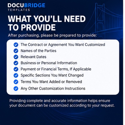 Contract & Agreement Customization Service – Professional Document Editing, Formatting, Personalized Legal Template Preparation