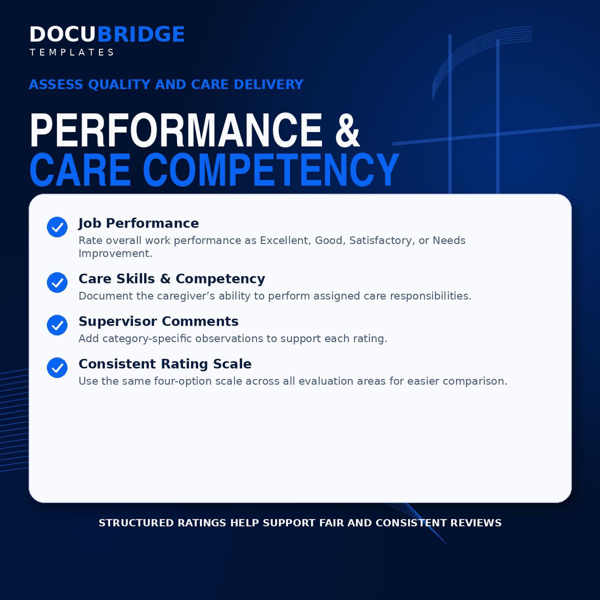 Caregiver 90-Day Probation Review Form – Home Care Employee Performance Evaluation & HR Template | PDF and Word