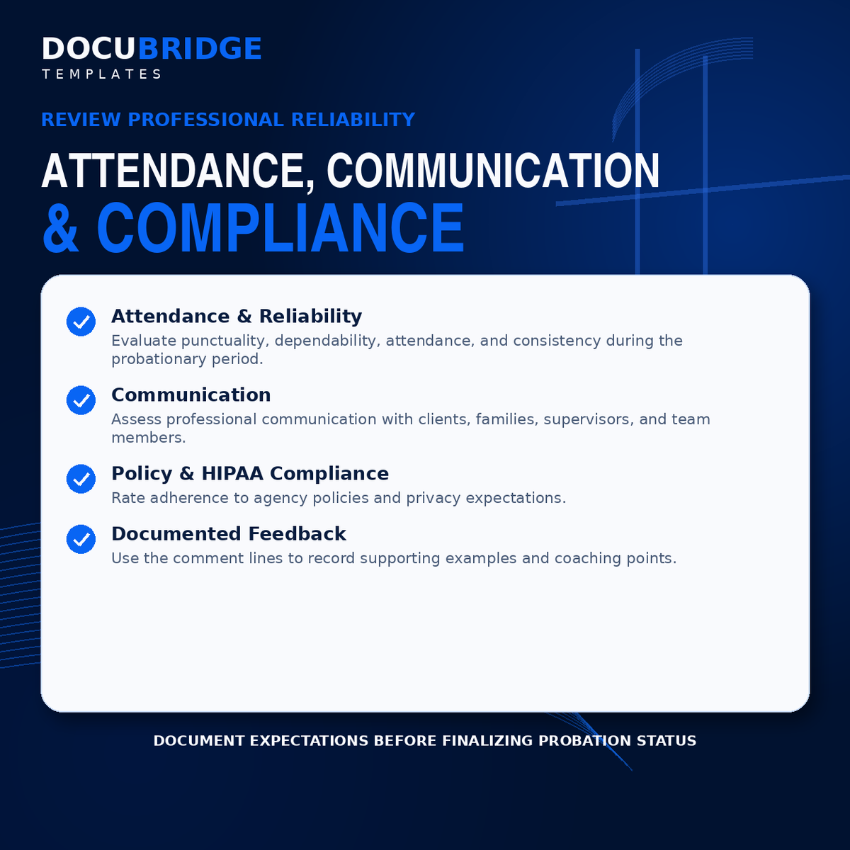 Caregiver 90-Day Probation Review Form – Home Care Employee Performance Evaluation & HR Template | PDF and Word
