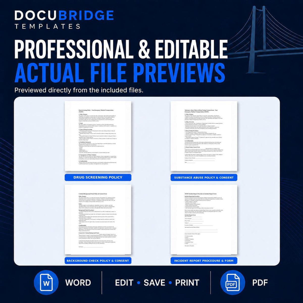 NEMT Business Forms Bundle – 15+ Non-Emergency Medical Transportation Templates