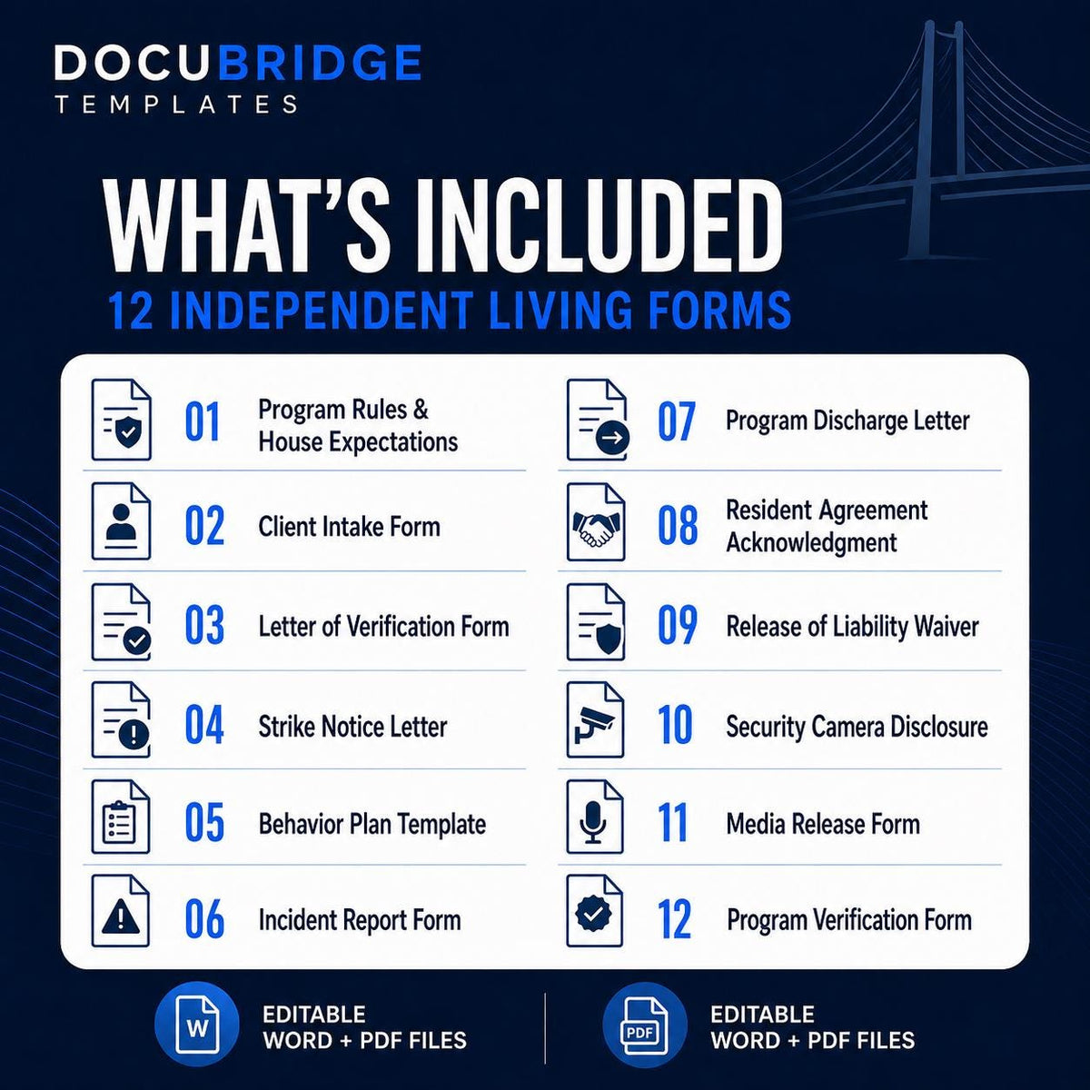 Independent Living Facility Forms Bundle – 12 Group Home & Transitional Housing Templates
