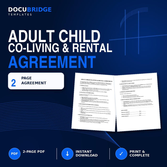 Adult Child Living at Home Agreement – Family House Rules & Co-Living Template