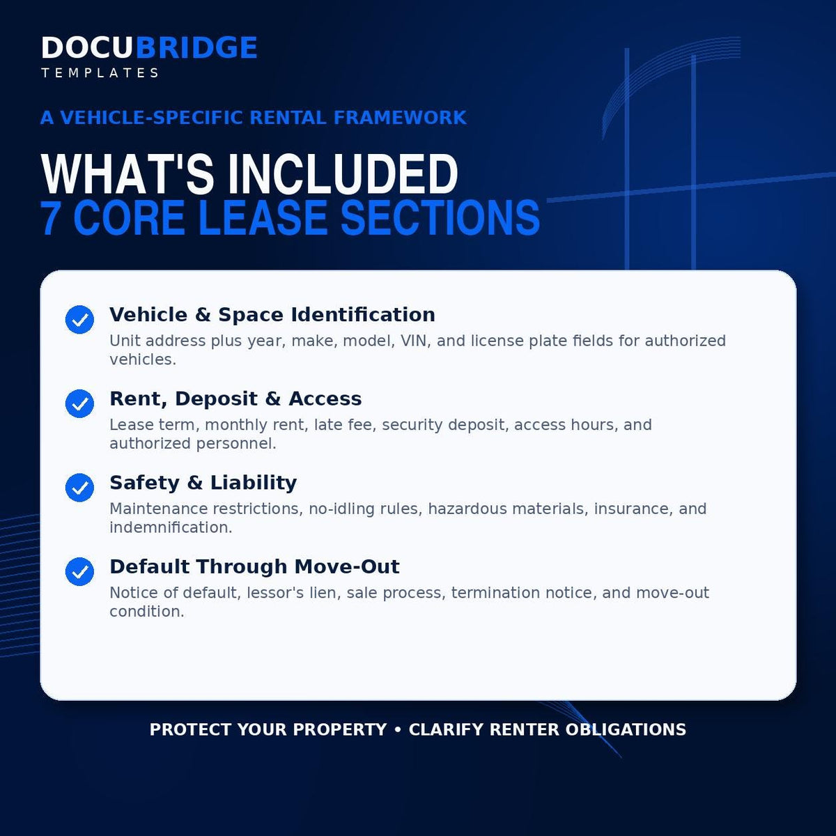 Vehicle Storage Lease Agreement | RV, Boat, Car Rental Contract (Digital Download)