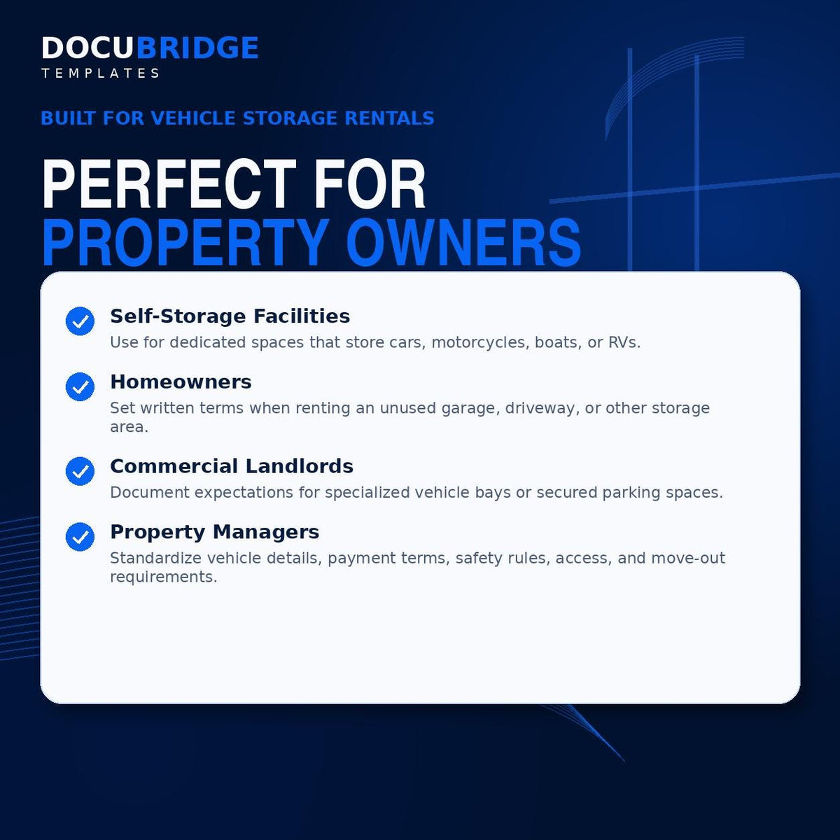 Vehicle Storage Lease Agreement | RV, Boat, Car Rental Contract (Digital Download)