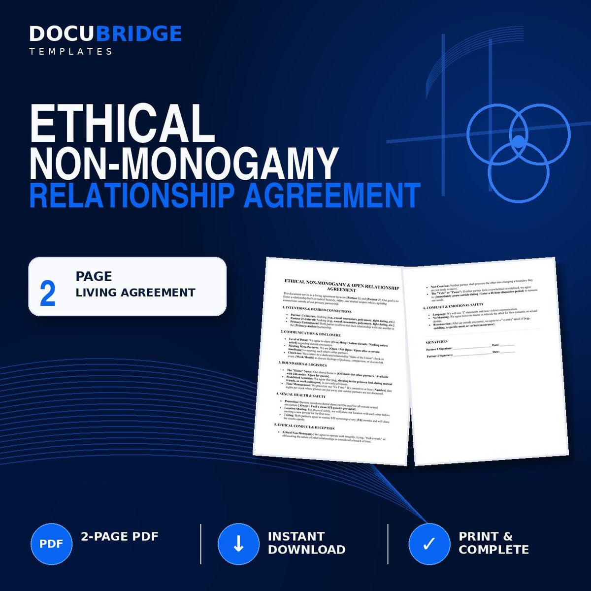 Ethical Non-Monogamy Agreement Template | Open Relationship Contract | Polyamory Boundaries Worksheet | ENM Relationship Tool | Couples