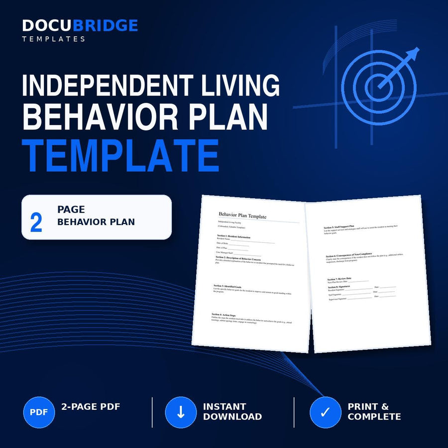 Resident Behavior Plan Template | Independent Living & Group Home Behavior Support Plan | Editable Form