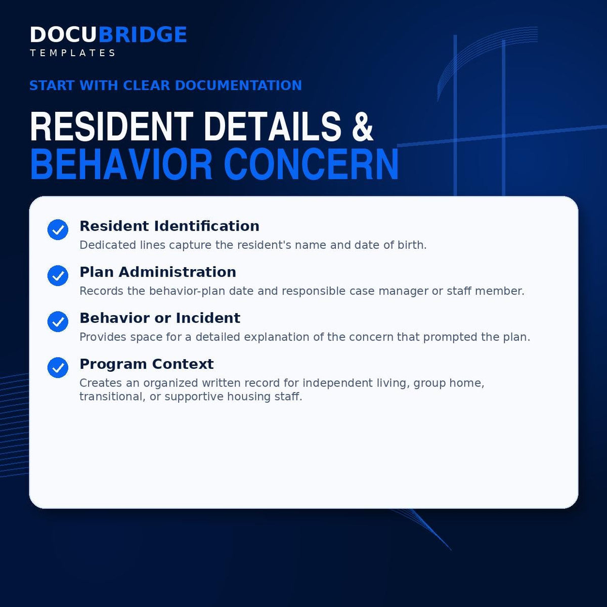 Behavior Plan Template for Independent Living Facility | Editable PDF for Resident Support & Compliance