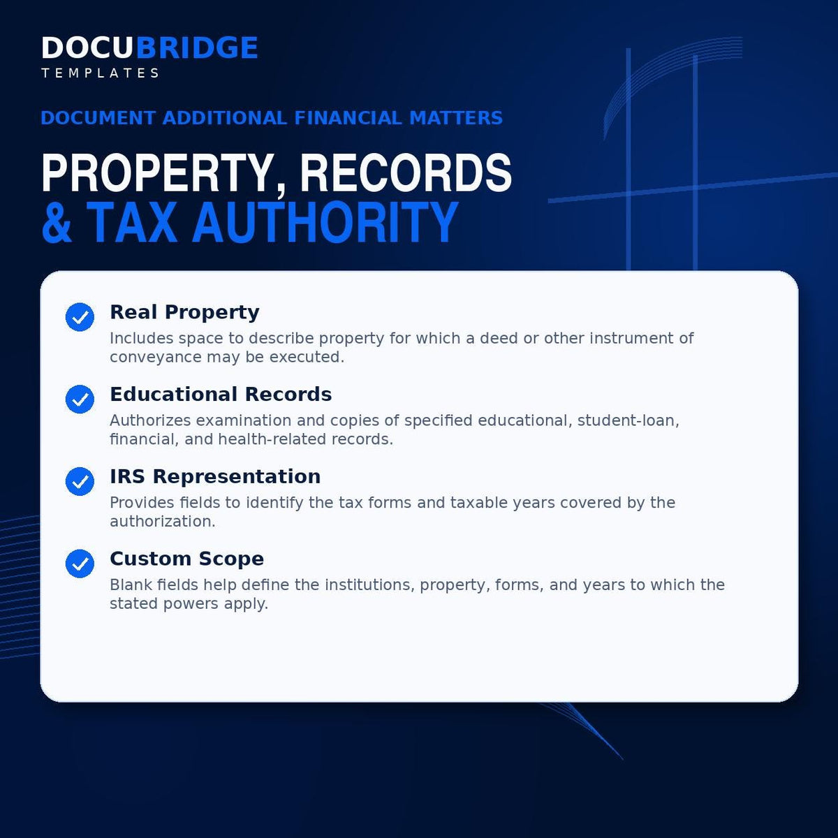 Financial Power of Attorney Form | Durable POA for Banking, Property & IRS Matters | PDF | Word