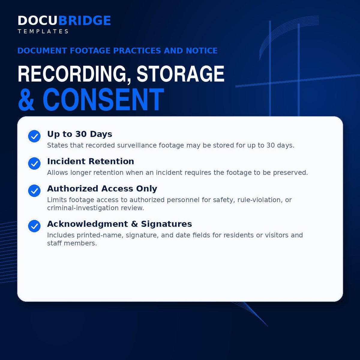 Security Camera Disclosure Form for Independent Living Facility | Surveillance Consent PDF Template