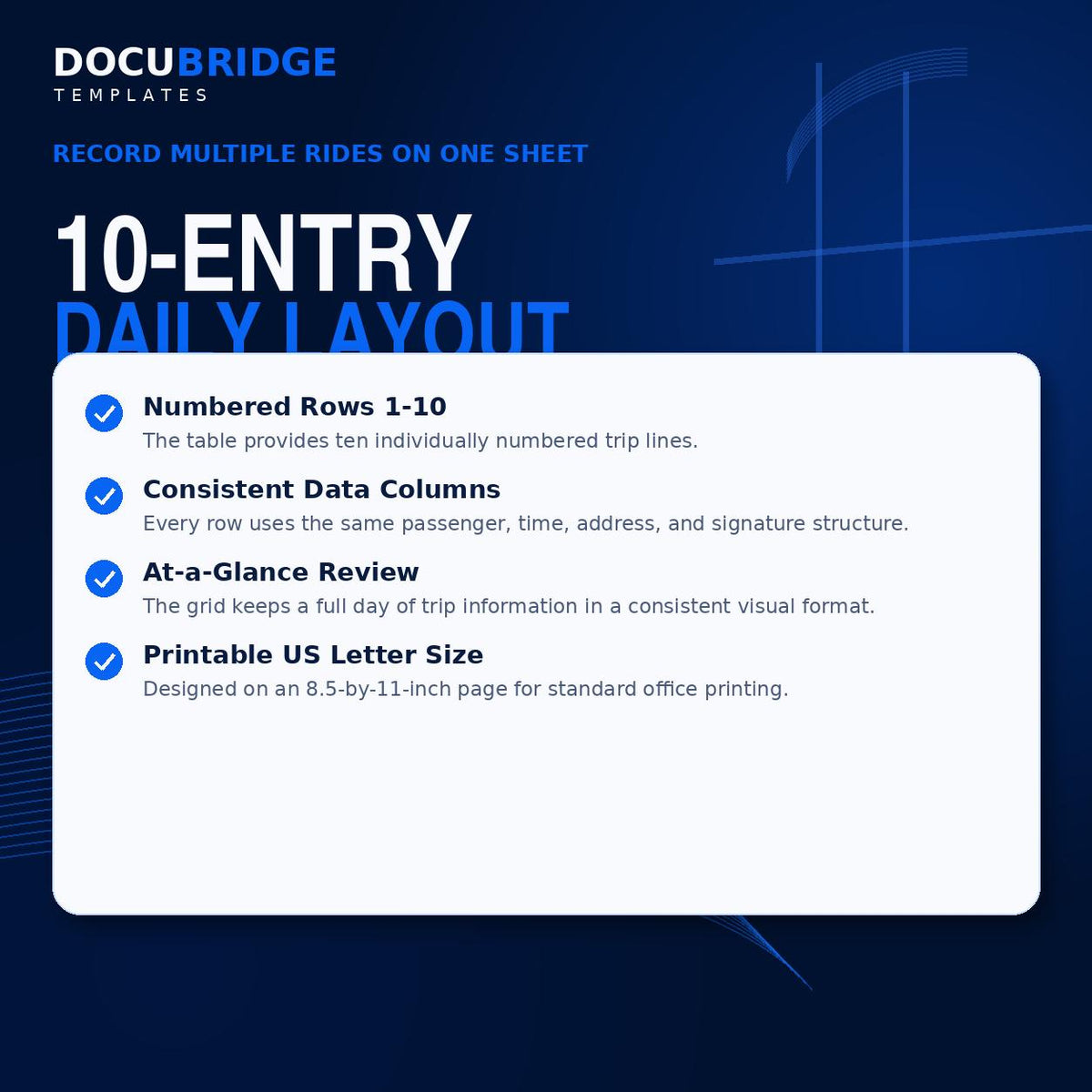 NEMT Driver Trip Log | Medical Transportation Trip Sheet | Passenger Pickup & Drop-Off Log Template