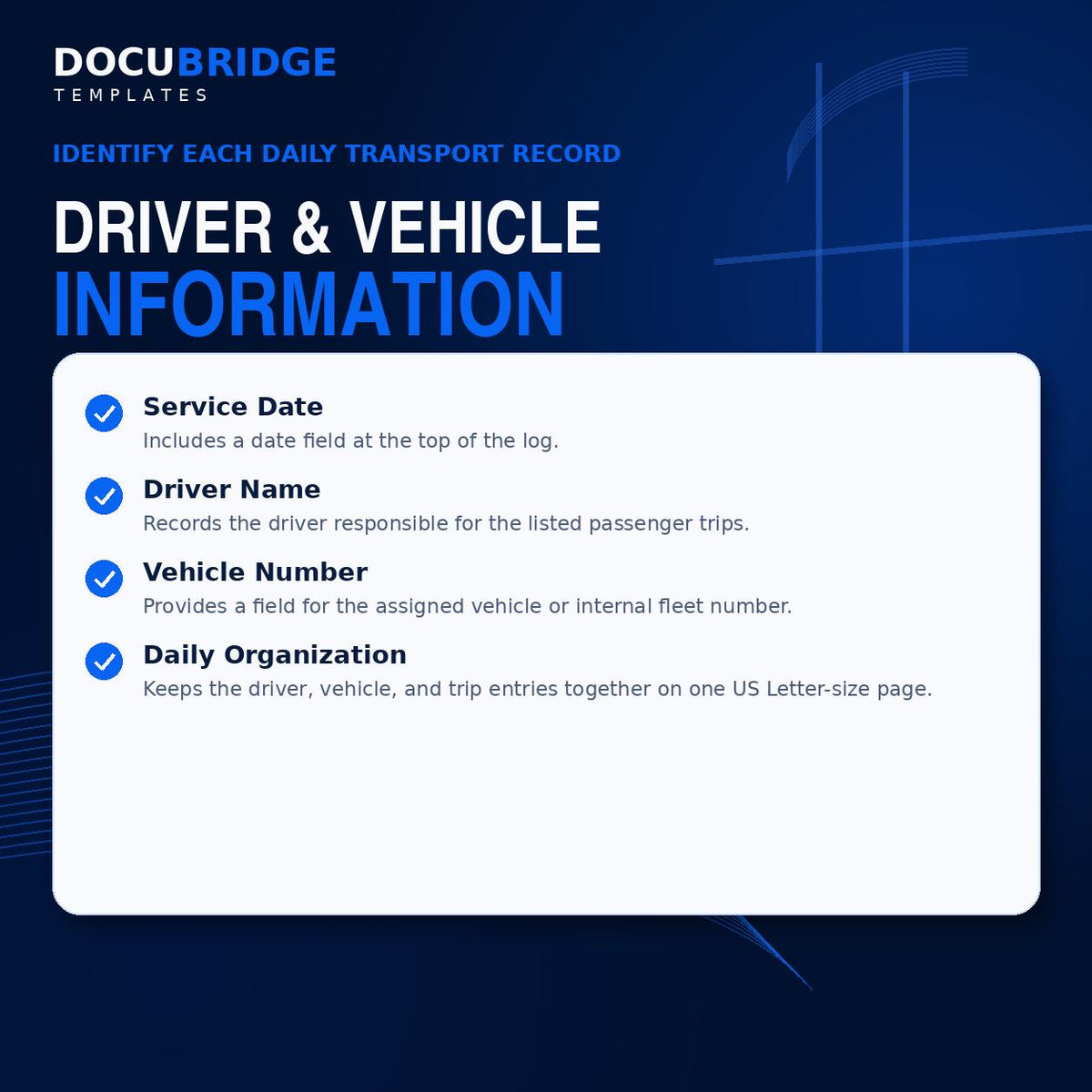 NEMT Driver Trip Log | Medical Transportation Trip Sheet | Passenger Pickup & Drop-Off Log Template
