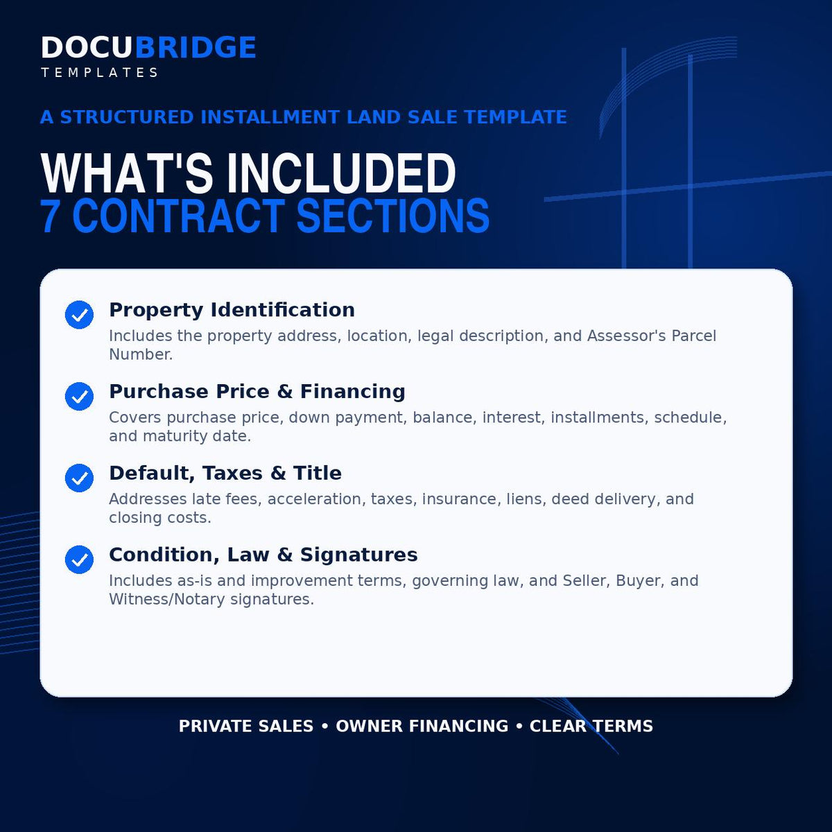 Land Contract Template | Owner Financing Agreement | Seller Financing Real Estate Contract | Word & PDF