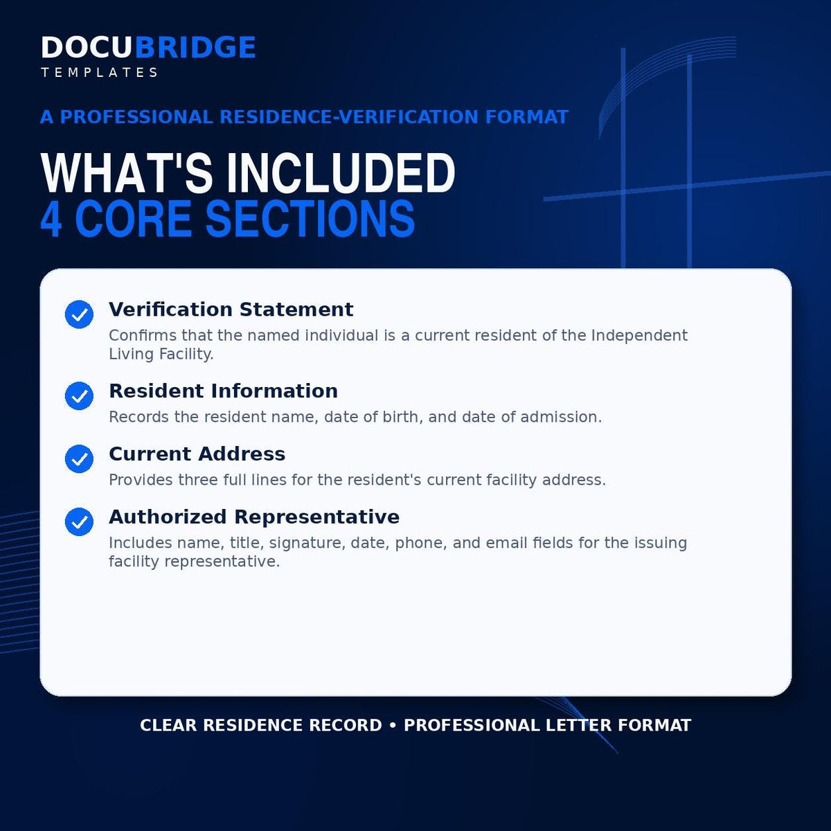 Proof of Address Letter Template for Independent Living Facility | Resident Verification Form PDF