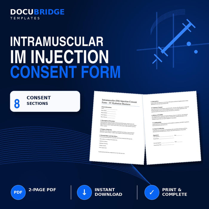 IM Injection Consent Form for IV Hydration Clinics | Vitamin Shot & Wellness Therapy Consent PDF
