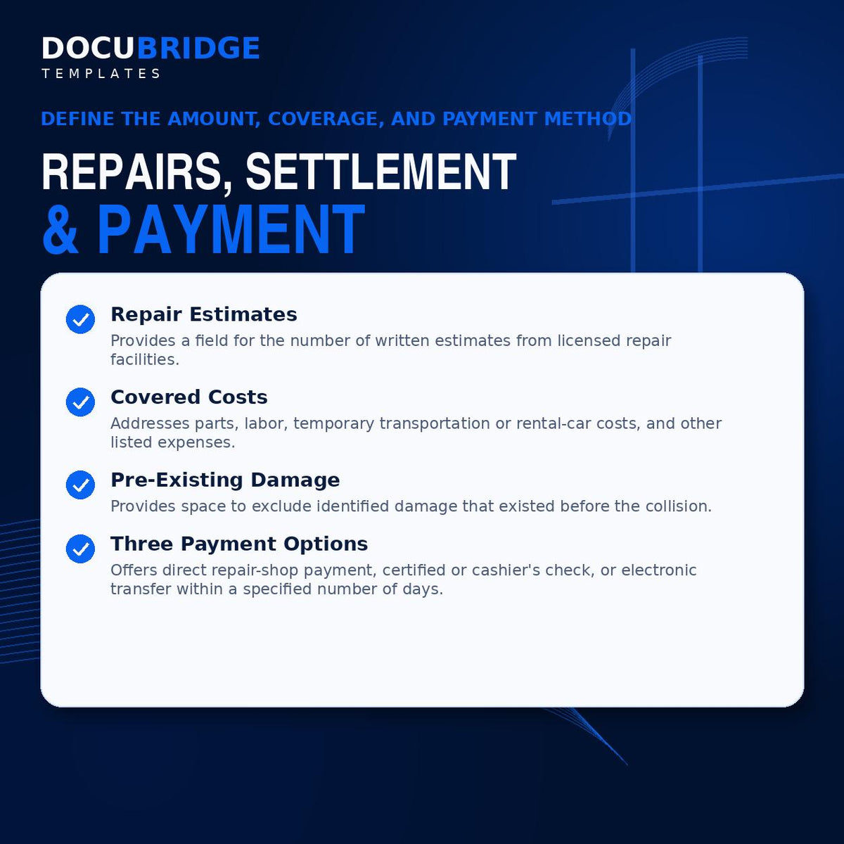 Car Accident Private Settlement Agreement | Vehicle Damage Release (Instant Download)