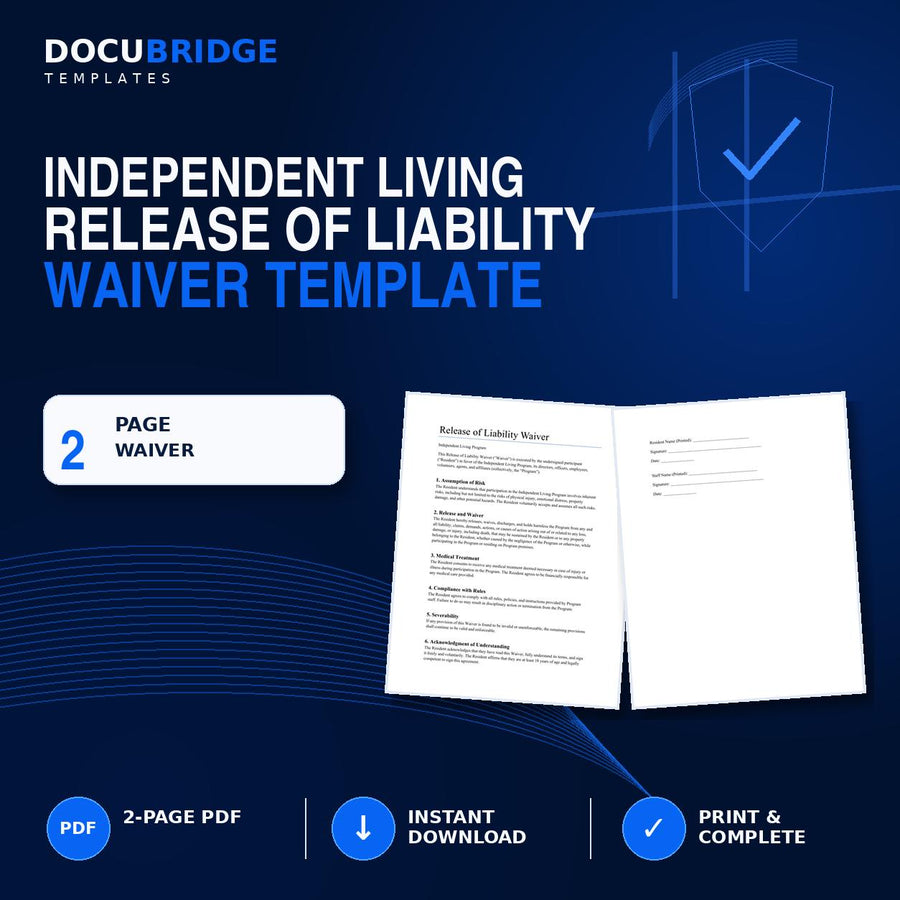 Release of Liability Waiver – Independent Living, Group Home & Transitional Housing Risk Acknowledgment Form