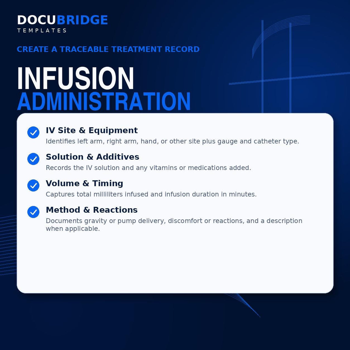 IV Infusion Documentation Record Form – IV Hydration Treatment Log for Med Spa & Mobile IV Clinics