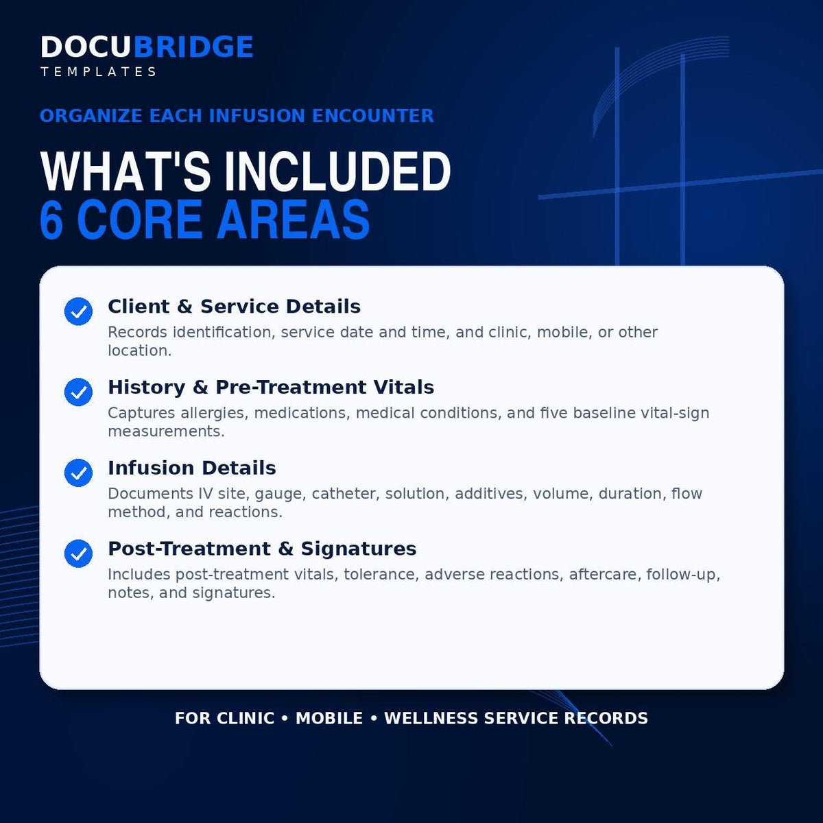 IV Infusion Documentation Record Form – IV Hydration Treatment Log for Med Spa & Mobile IV Clinics