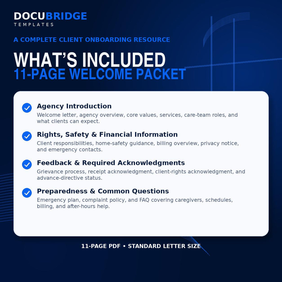 Home Care Agency Client Welcome Packet | Services, Rights, HIPAA (Digital Download)