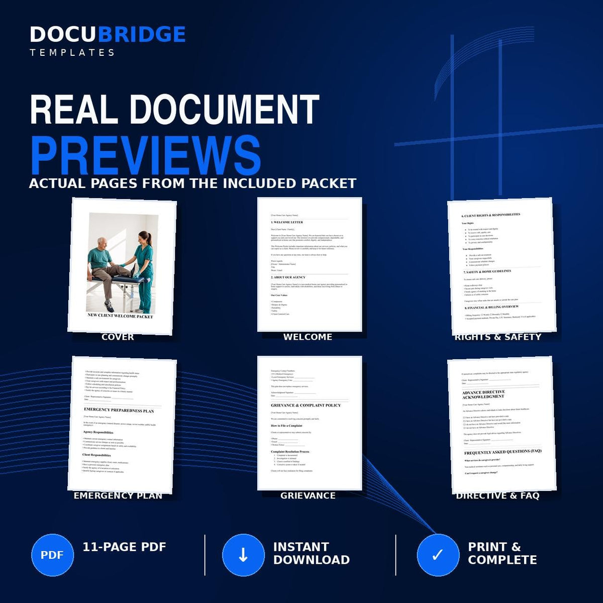 Home Care Agency Client Welcome Packet | Services, Rights, HIPAA (Digital Download)
