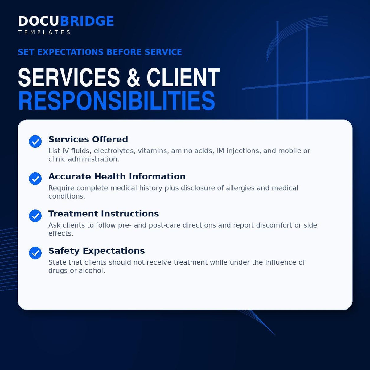 IV Hydration Client Service Agreement – IV Therapy Consent & Service Contract for Med Spa and Mobile IV Clinics