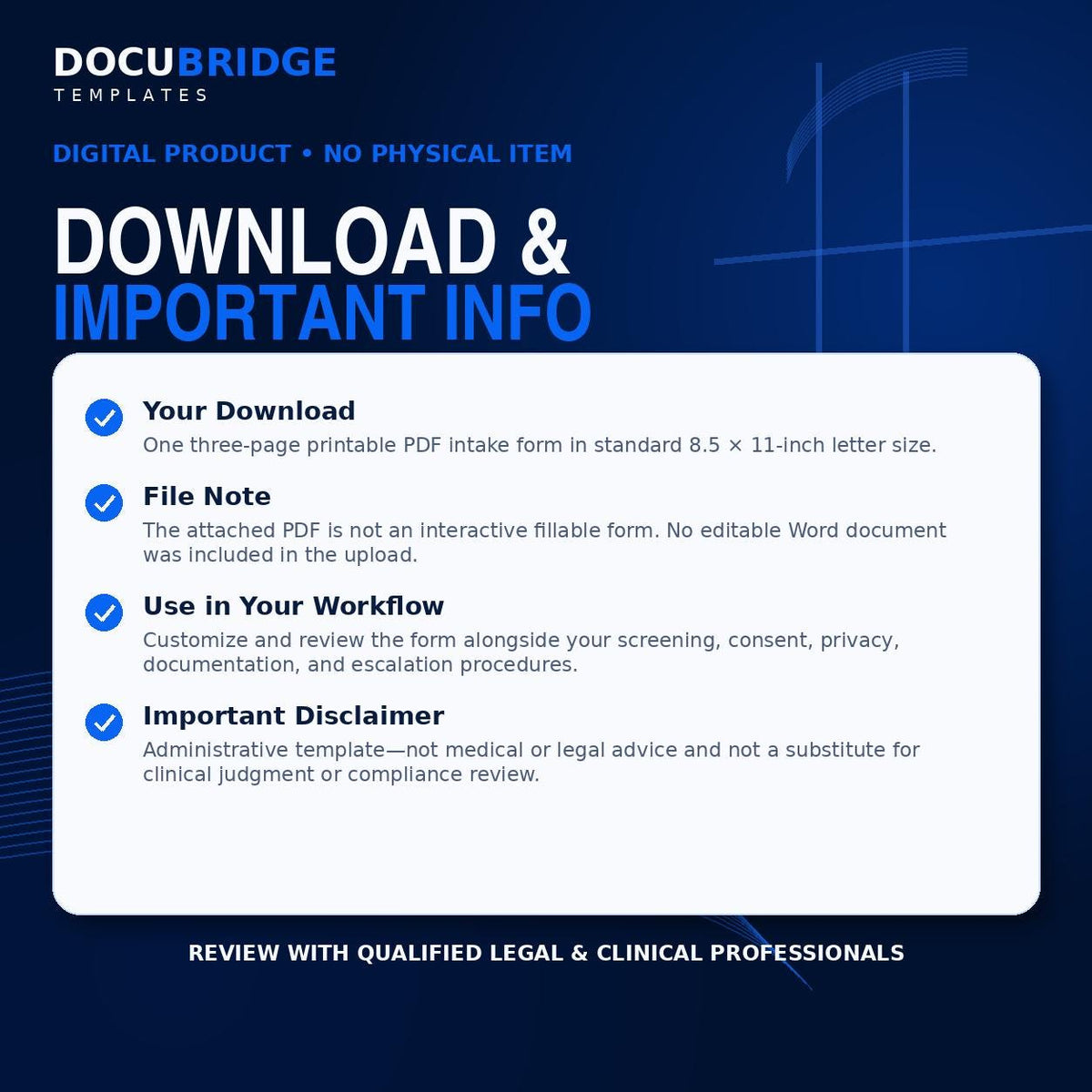 IV Hydration Patient Intake Form – Medical History & Health Screening Template for IV Therapy Clinics