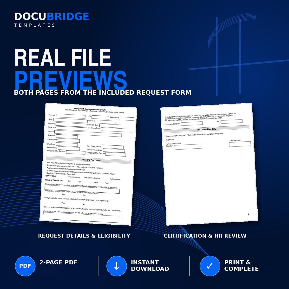 FMLA Request Form Template – Employee Family & Medical Leave Application for HR | PDF and Word
