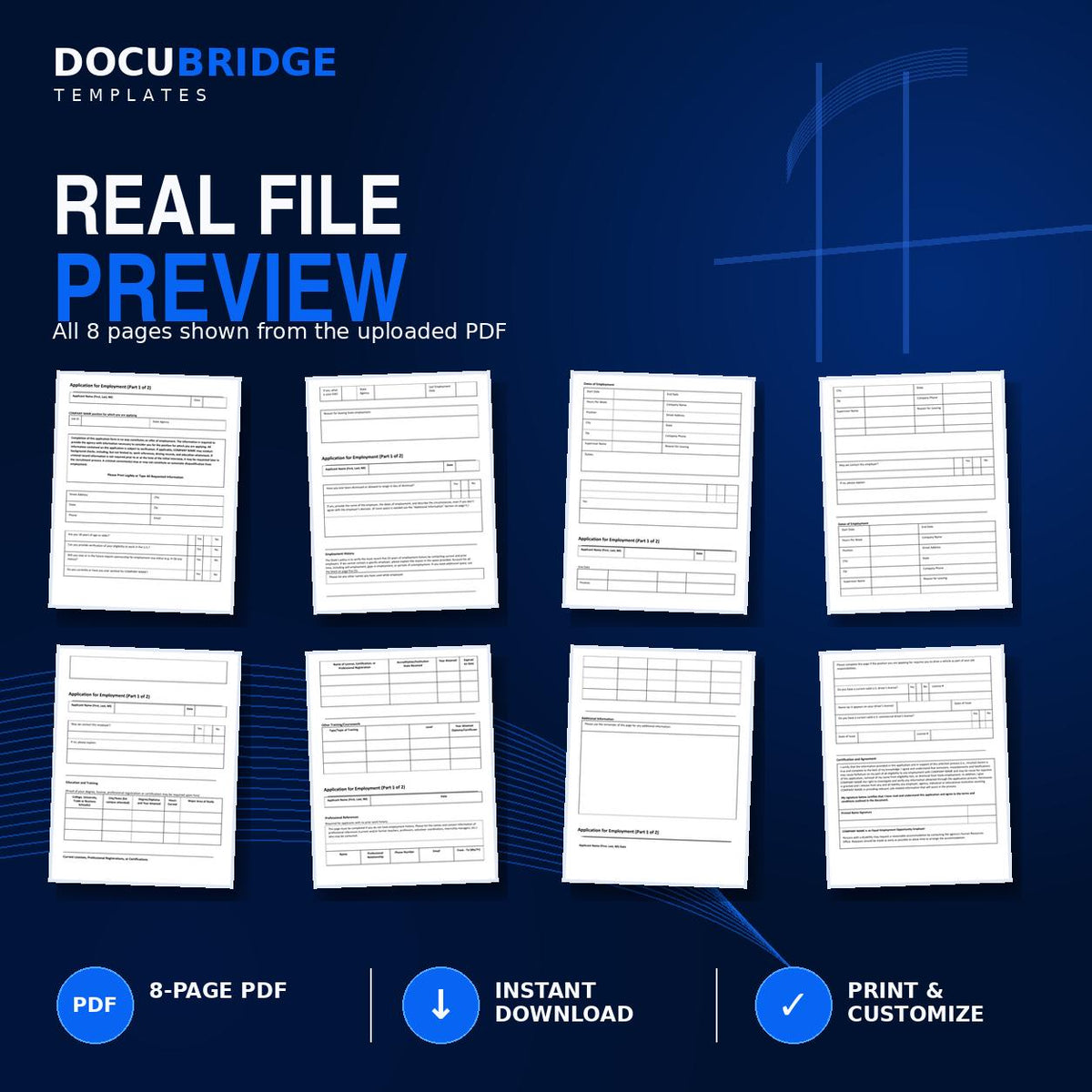 Professional Employment Application Form – Editable Job Application & Hiring Template for Small Business HR