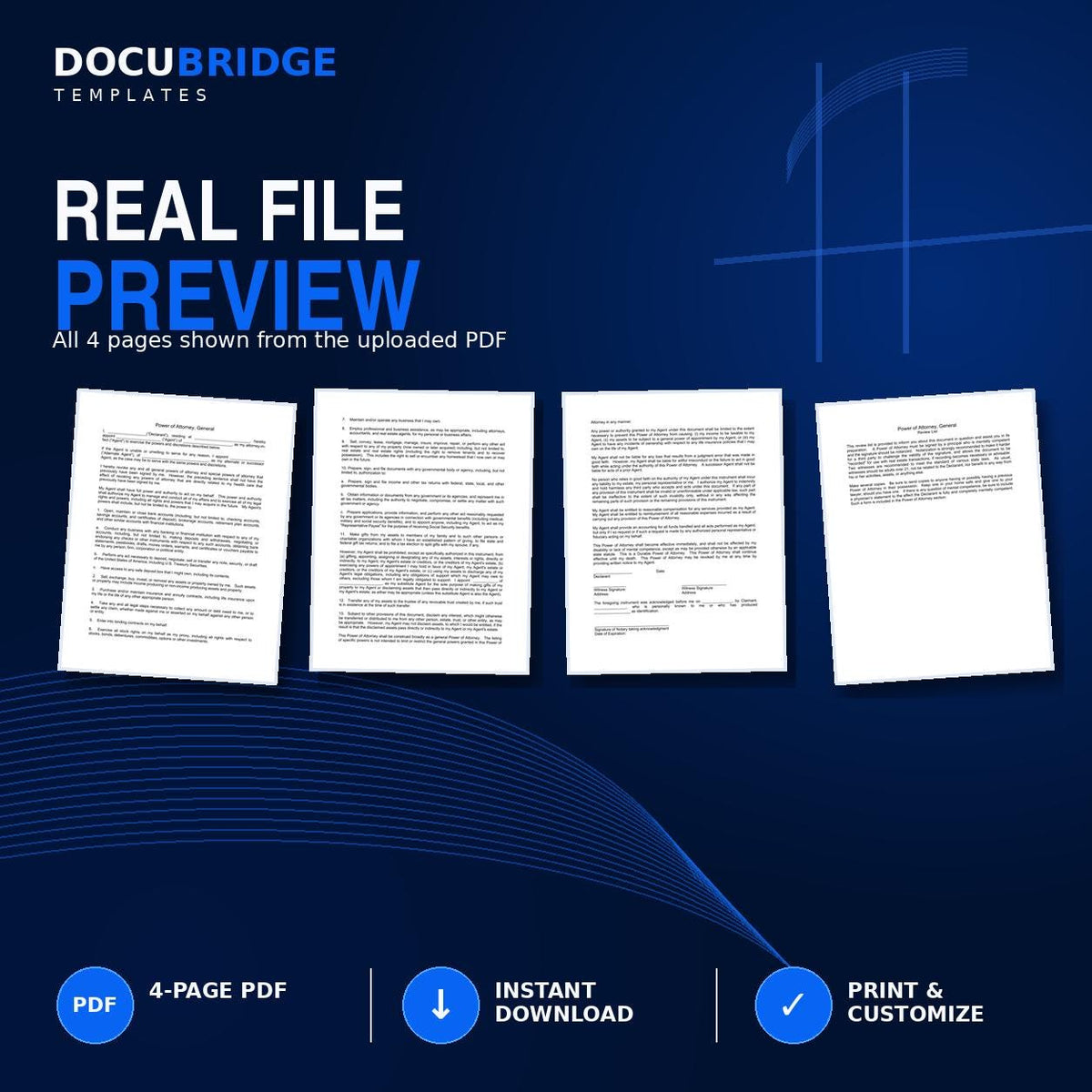 General Durable Power of Attorney Form – Financial & Property POA Authorization Template