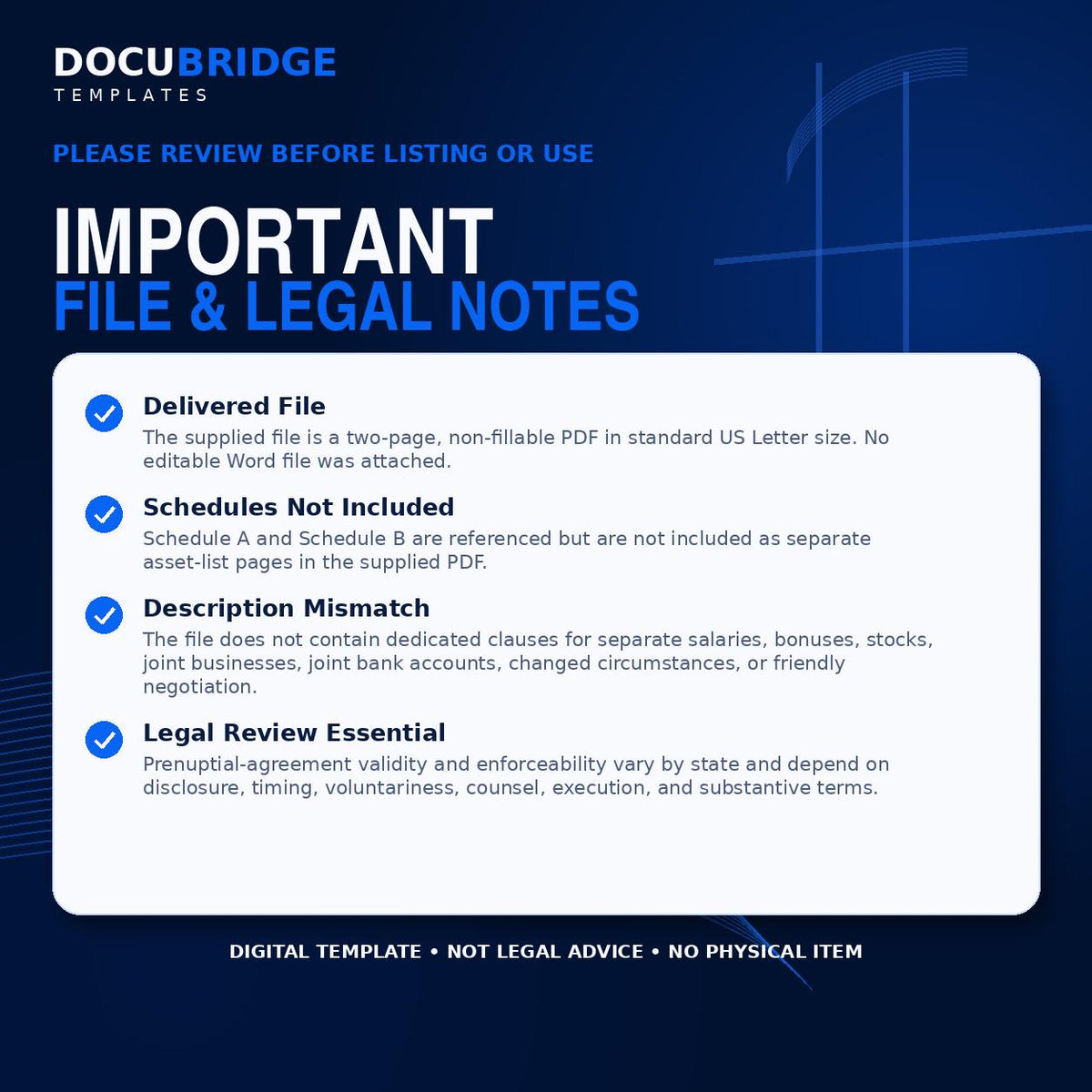 Prenuptial Agreement Template – Premarital Contract for Separate Property, Assets, Debts & Financial Planning | PDF and Word