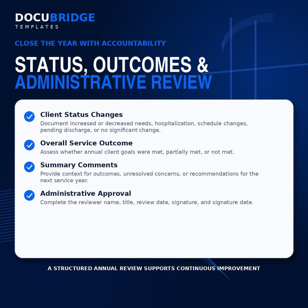 Home Care Annual Summary Log Template – Client Review, Caregiver Performance, Incident & Compliance Tracking | PDF and Word