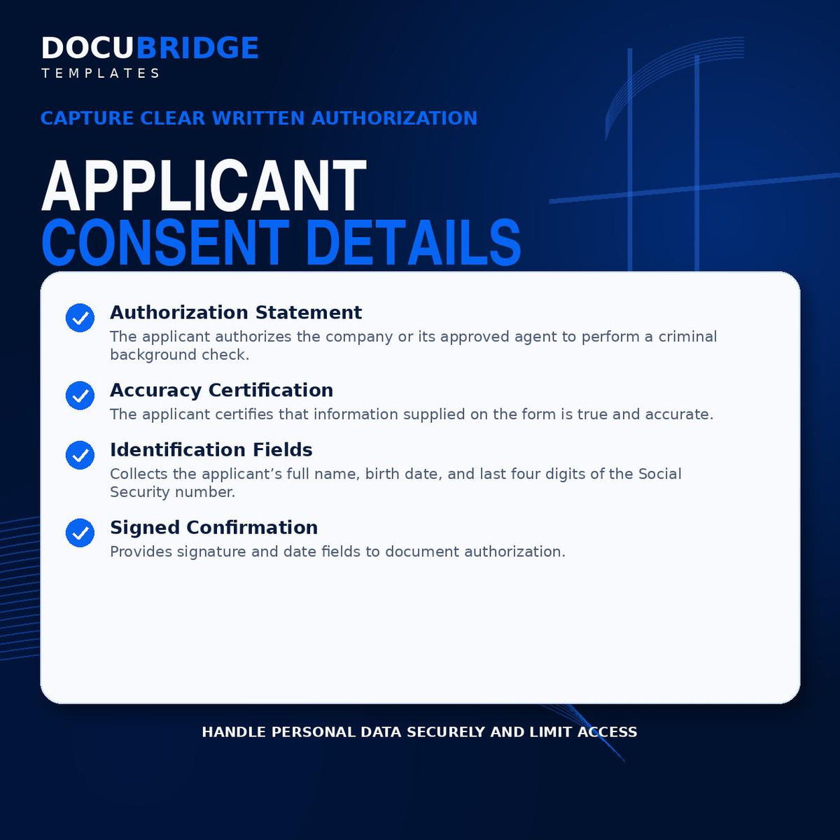 Criminal Background Check Policy & Consent Form – Employee Screening Authorization, HR Hiring , Volunteer Form | PDF and Word