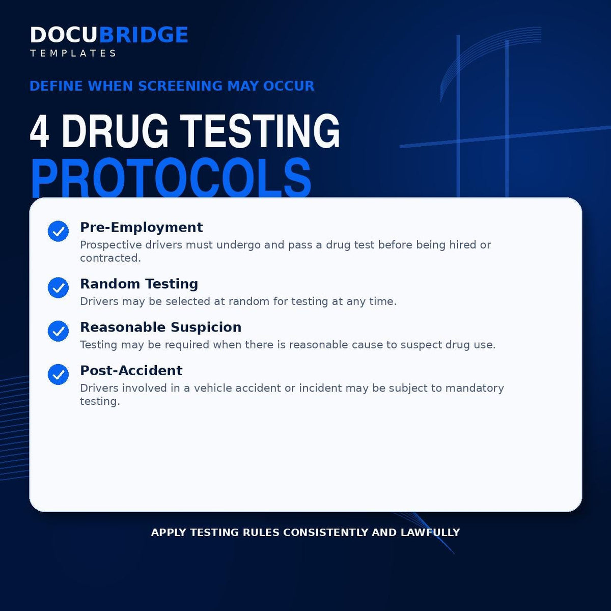 NEMT Drug Screening Policy Template – Driver Drug Testing Policy, Pre-Employment, Random & Post-Accident | PDF and Word