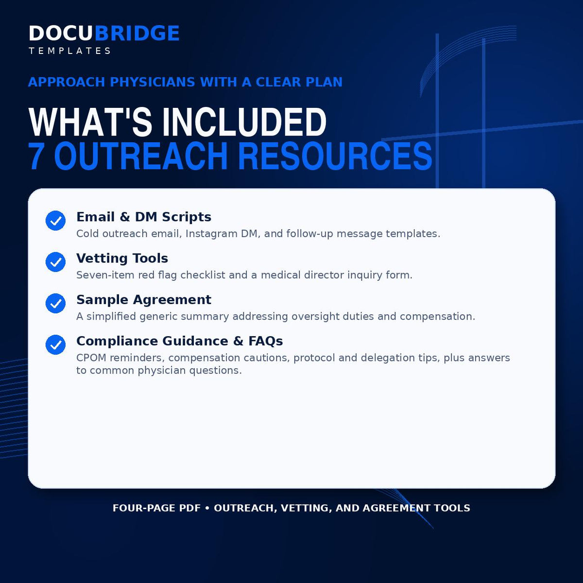 IV Hydration Medical Director Outreach Kit – Physician Outreach Scripts, Vetting Checklist & Agreement Template | PDF and Word