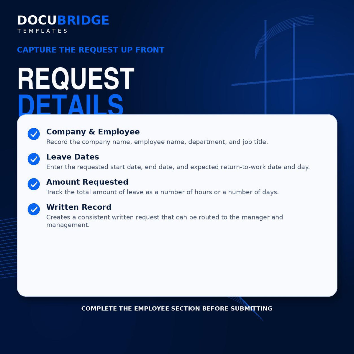 Employee Leave Request Form Template – Vacation, Sick, Personal, Bereavement & Unpaid Time Off HR Form | PDF and Word