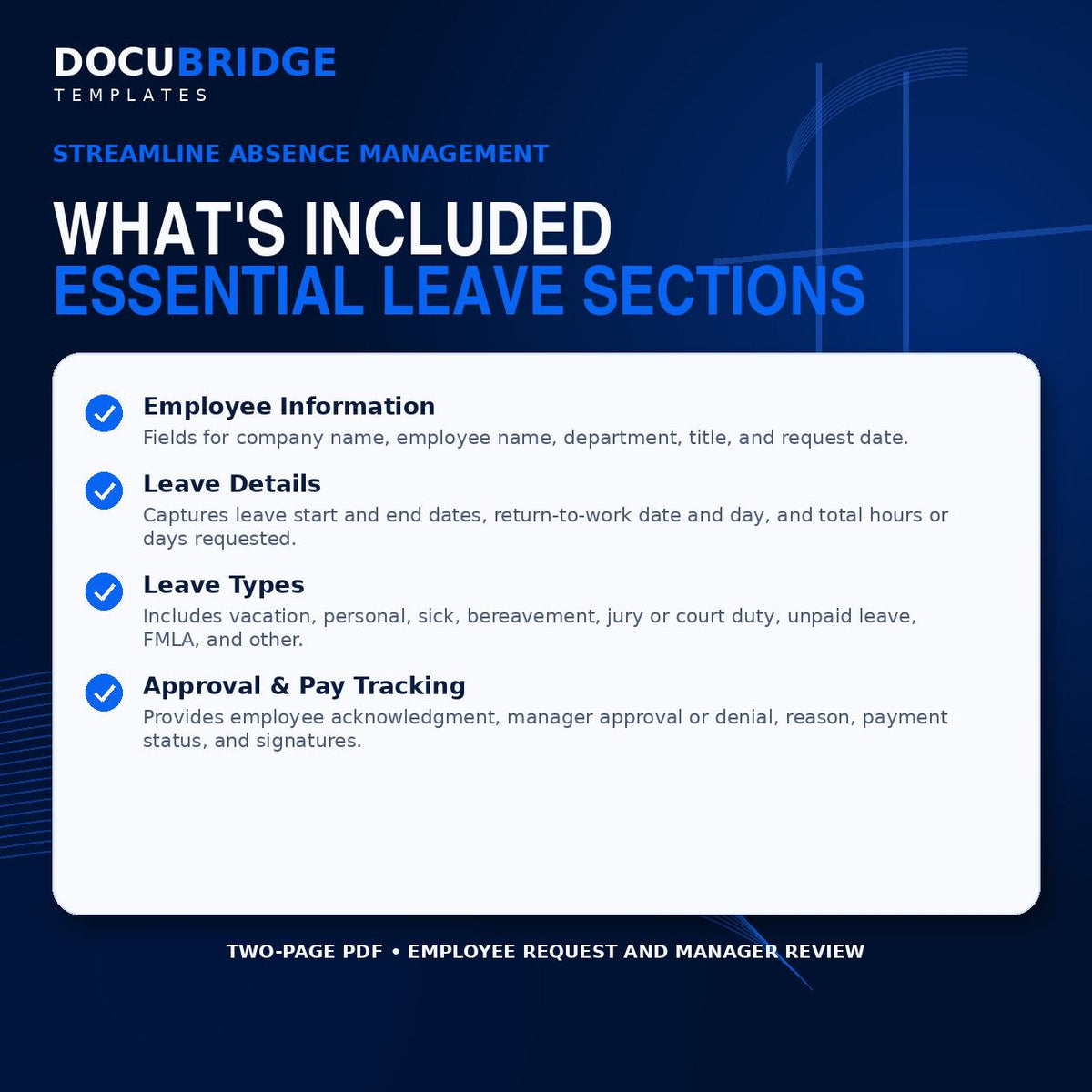 Employee Leave Request Form Template – Vacation, Sick, Personal, Bereavement & Unpaid Time Off HR Form | PDF and Word