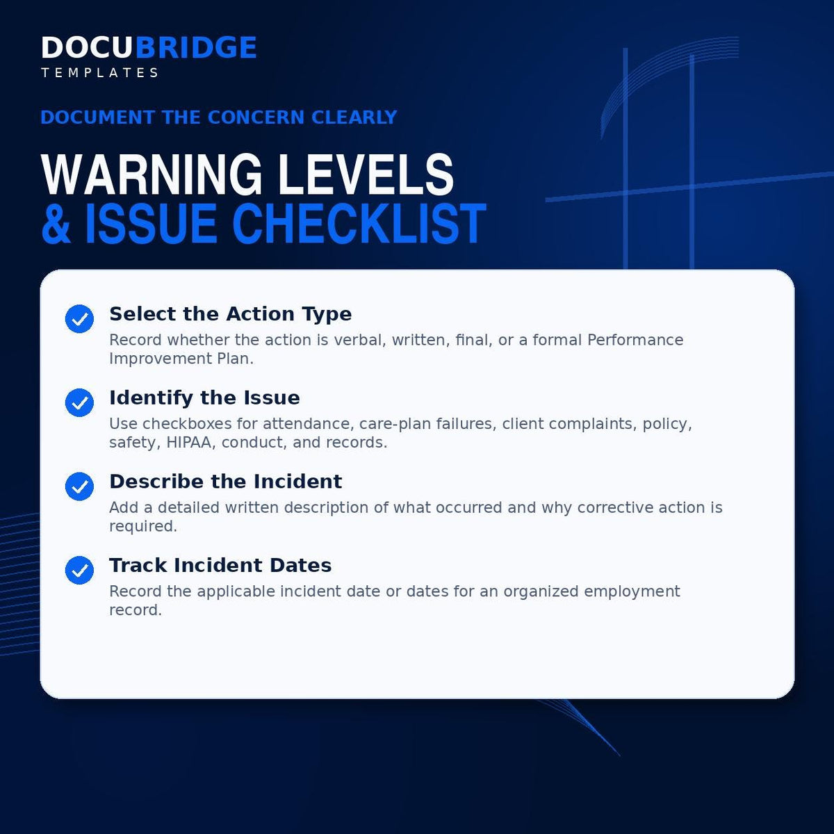 Caregiver Corrective Action Form & PIP Template | Home Care Employee Written Warning, Disciplinary Action, Performance Improvement Plan