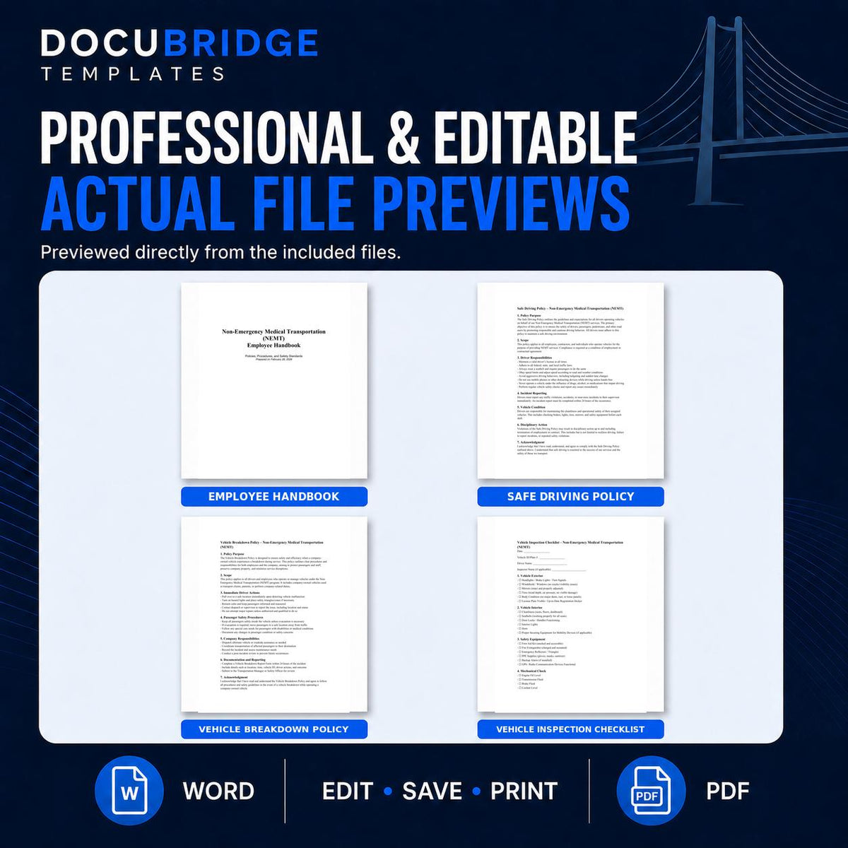 NEMT Business Forms Bundle – 15+ Non-Emergency Medical Transportation Templates