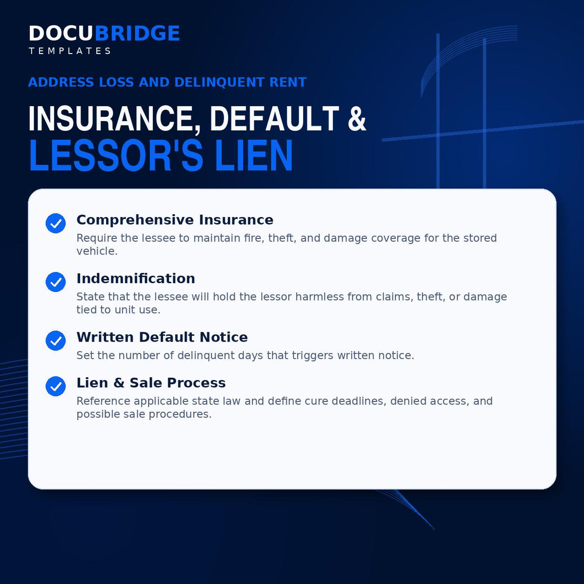 Vehicle Storage Lease Agreement | RV, Boat, Car Rental Contract (Digital Download)