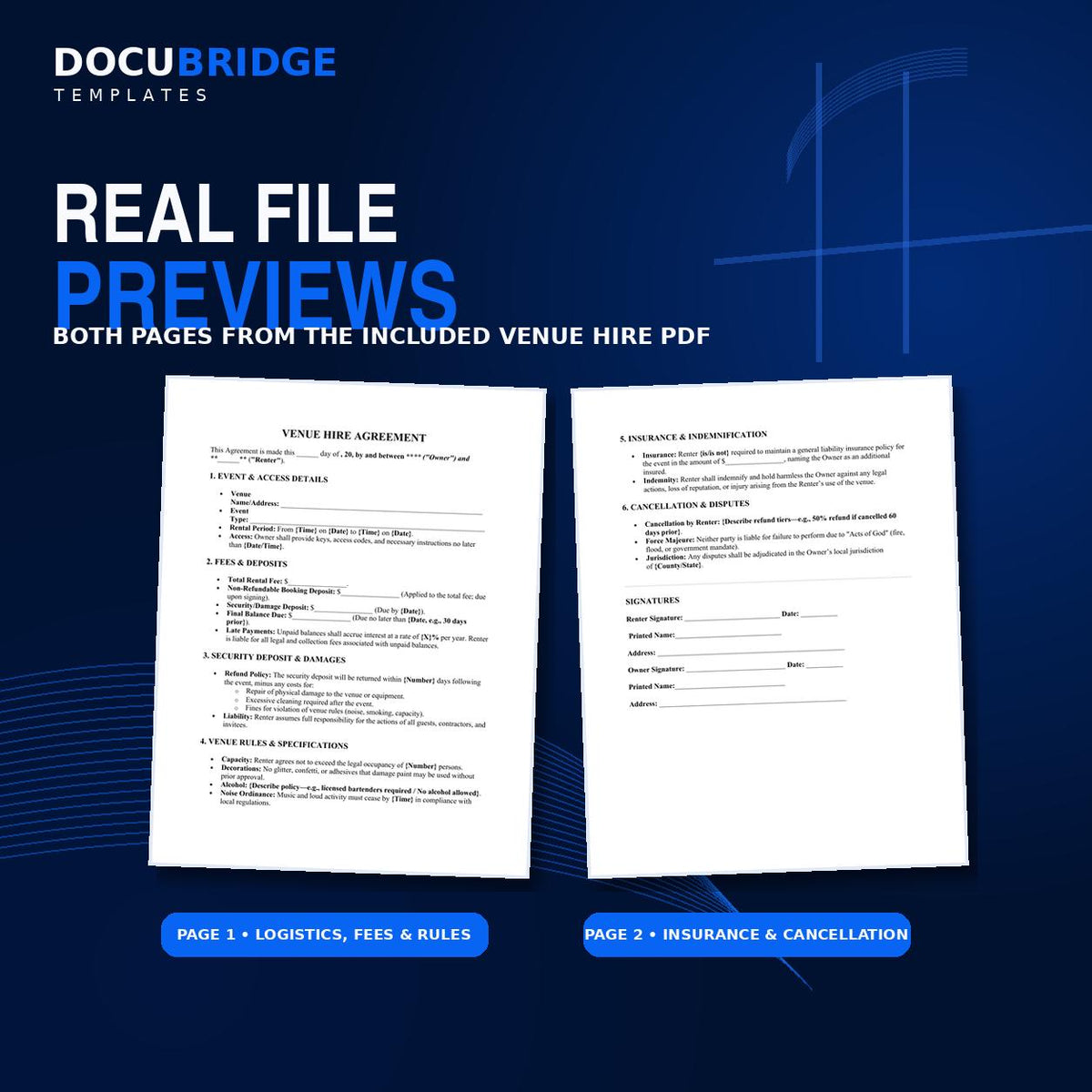 Venue Hire Agreement Template | Event Space Rental Contract (PDF Download)
