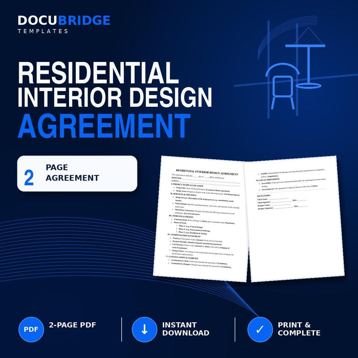 Interior Design Agreement Template | Home Renovation Contract (Digital Download)