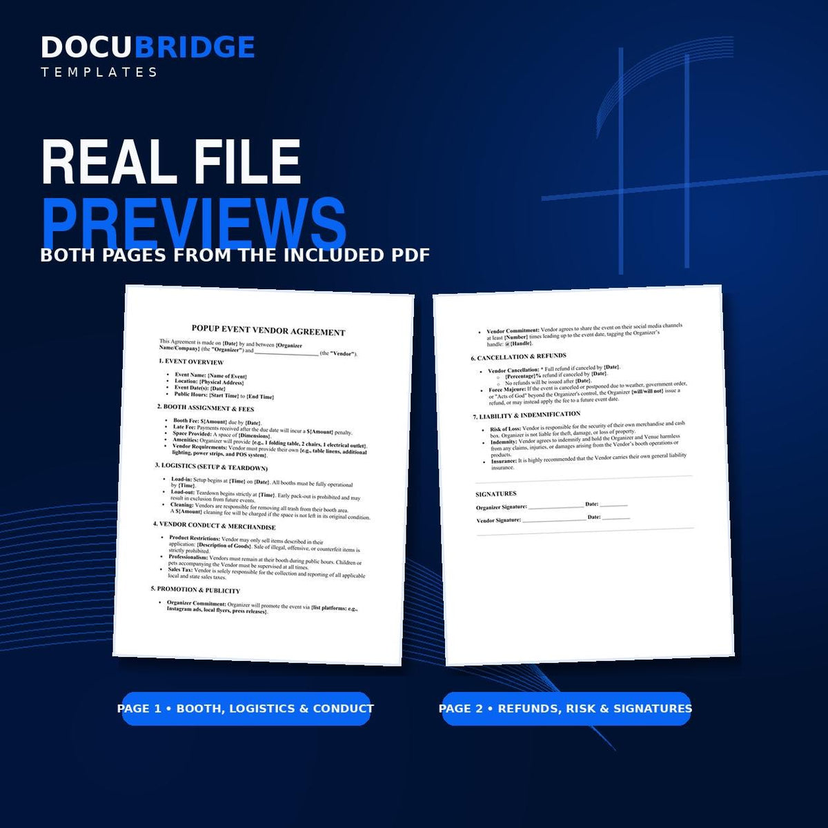 Pop-Up Event Vendor Agreement Template | Market Organizer Contract (Printable Download