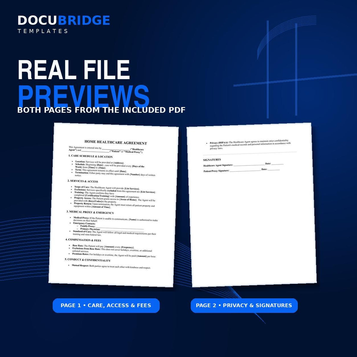 Home Healthcare Agreement Template | Caregiver Contract (PDF/Word Document)