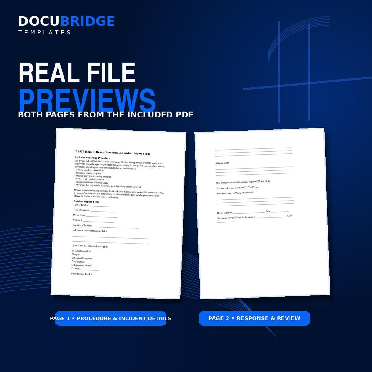 NEMT Incident Report Form & Procedure Template | Printable PDF for Medical Transport Safety Compliance